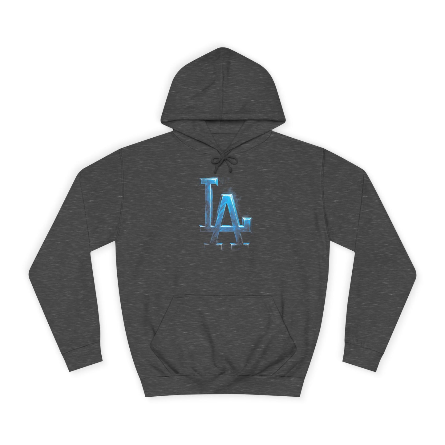 LA Logo Hoodie — Blue Metallic College-Style Pullover