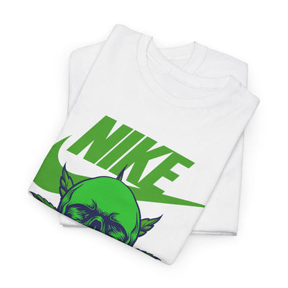 Skull Swoosh Tee — Neon Green Nike-Inspired Graphic Shirt