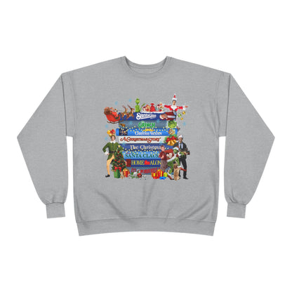 Christmas Movie Stack Crewneck Sweatshirt — Holiday Classics Sign Design