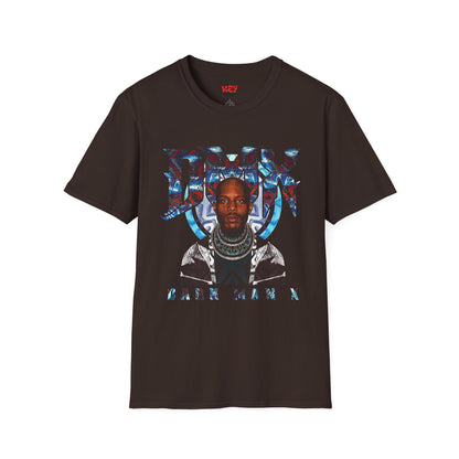 DMX Graphic Tee — Bold Portrait & Tribal Shield Design