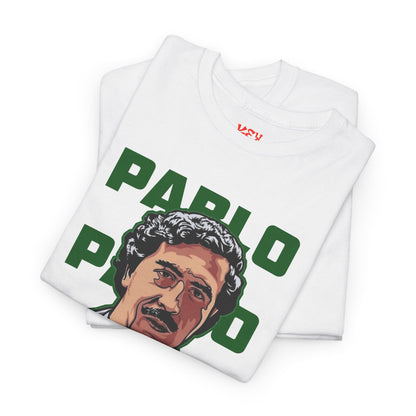 Pablo Portrait Tee — Retro Green Block Text Graphic T-Shirt