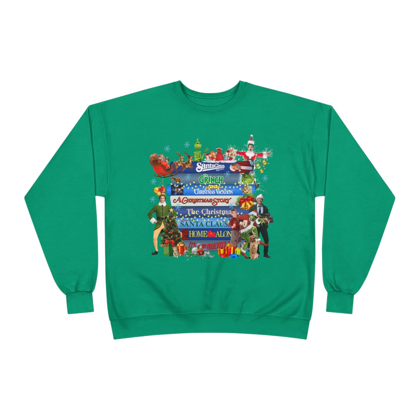 Christmas Movie Stack Crewneck Sweatshirt — Holiday Classics Sign Design