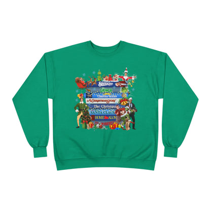 Christmas Movie Stack Crewneck Sweatshirt — Holiday Classics Sign Design