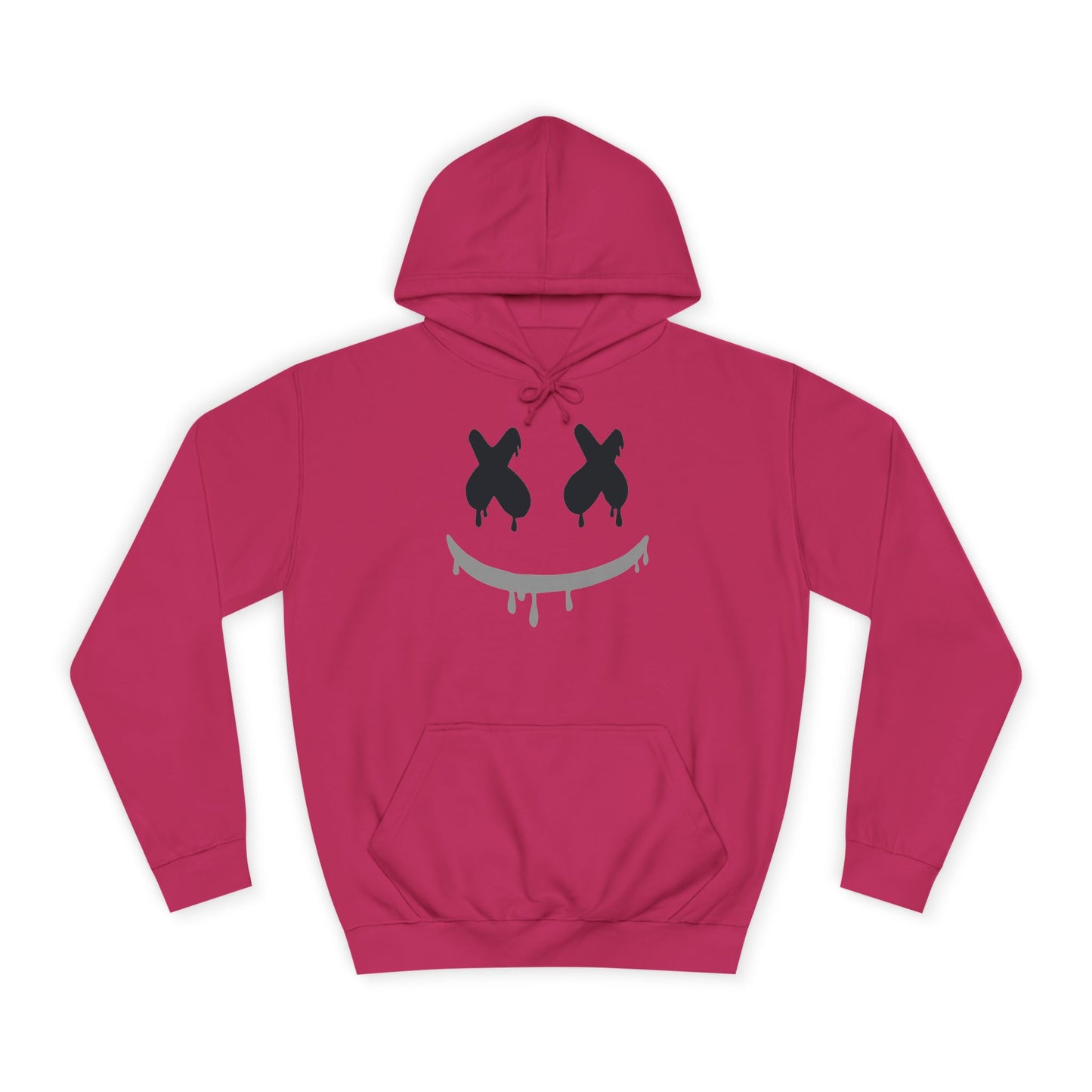 Marshmallow Smile Hoodie — Drip Smiley Face Graphic Streetwear Pullover