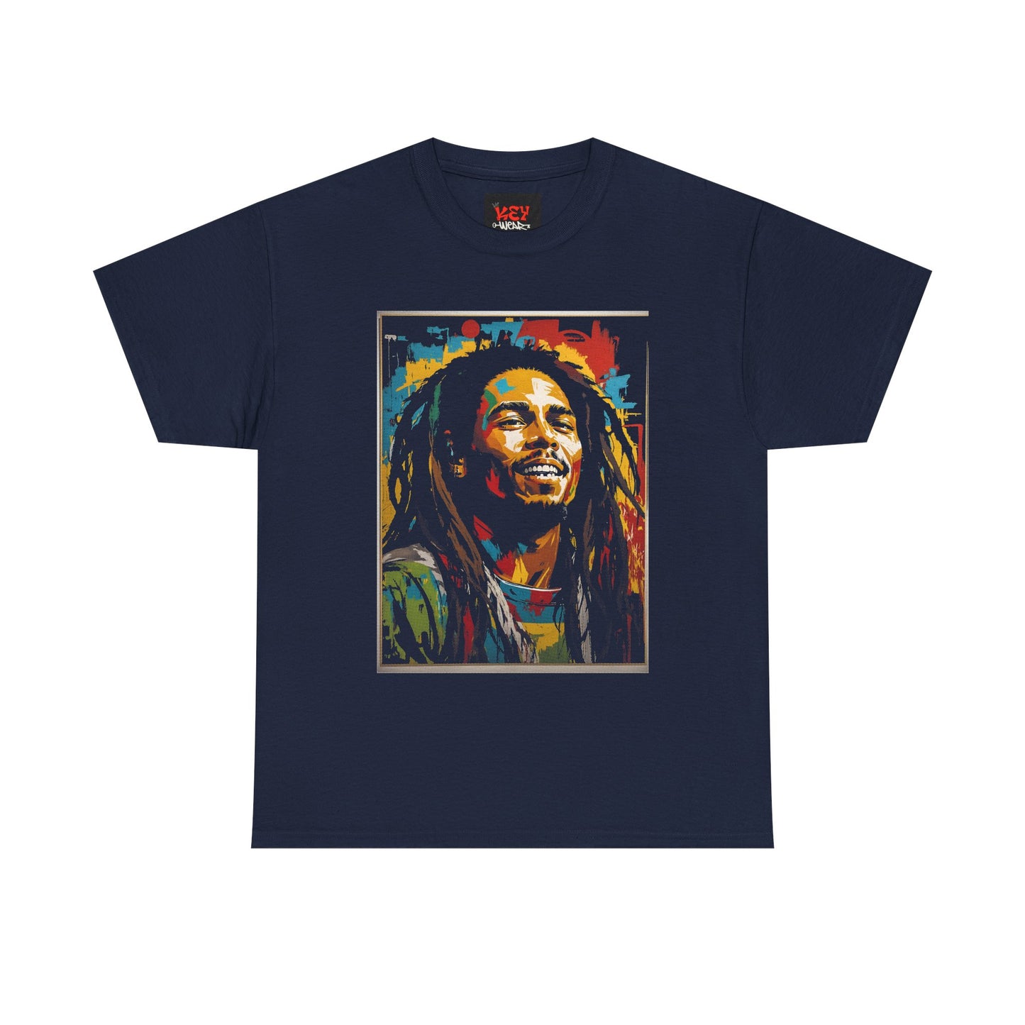 Reggae Portrait Tee — Vibrant Colorblock Music T-Shirt