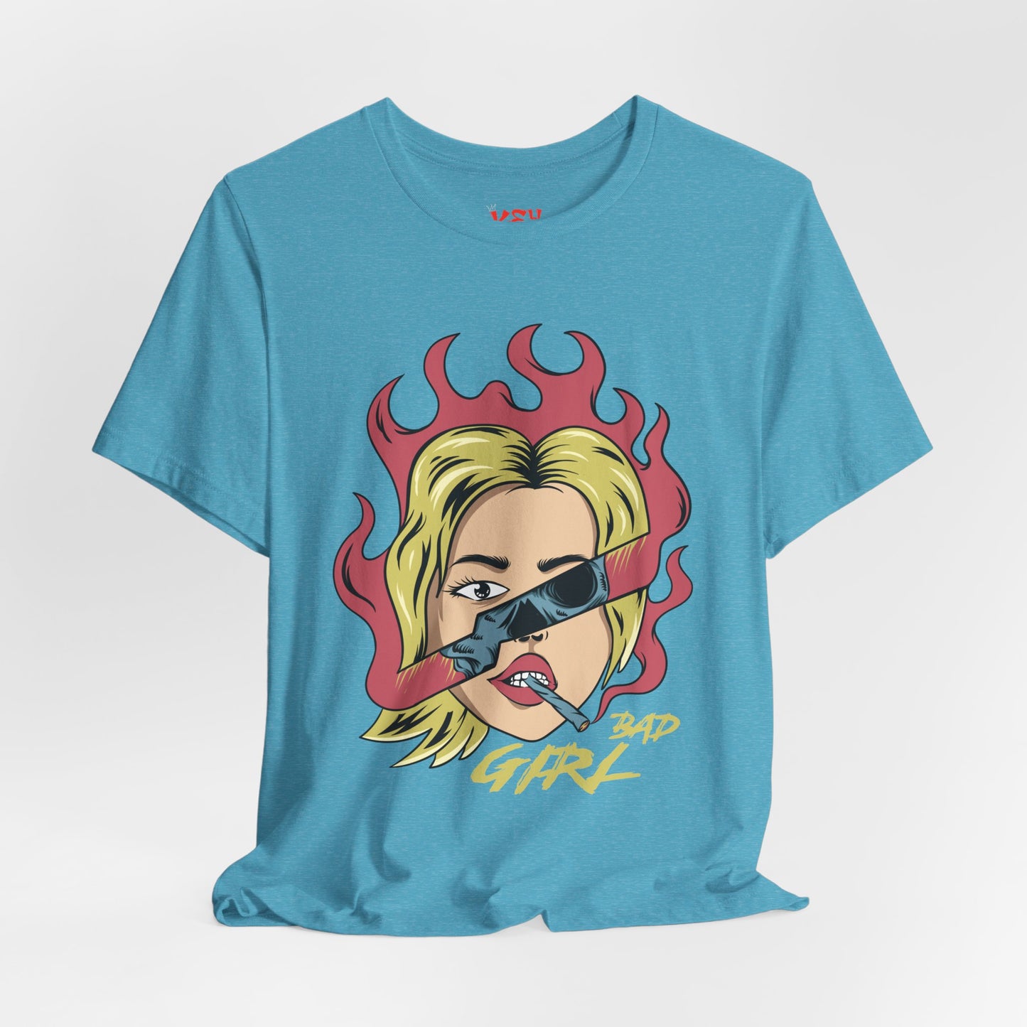 Bad Girl Pop Art Tee — Retro Flaming Blonde Graphic T-Shirt
