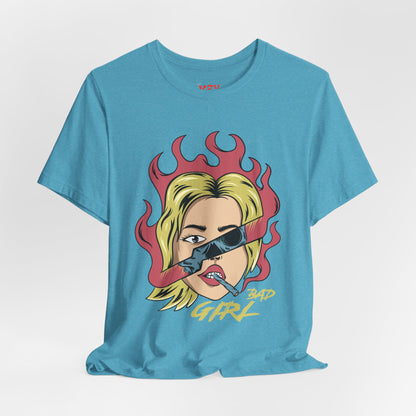 Bad Girl Pop Art Tee — Retro Flaming Blonde Graphic T-Shirt