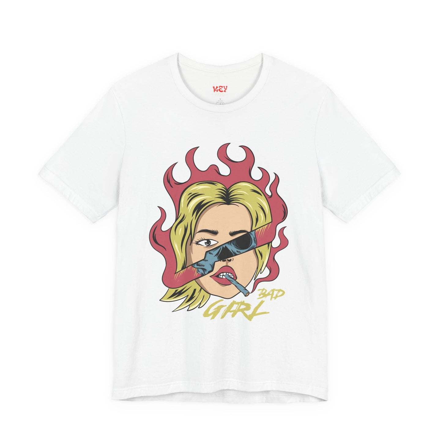 Bad Girl Pop Art Tee — Retro Flaming Blonde Graphic T-Shirt