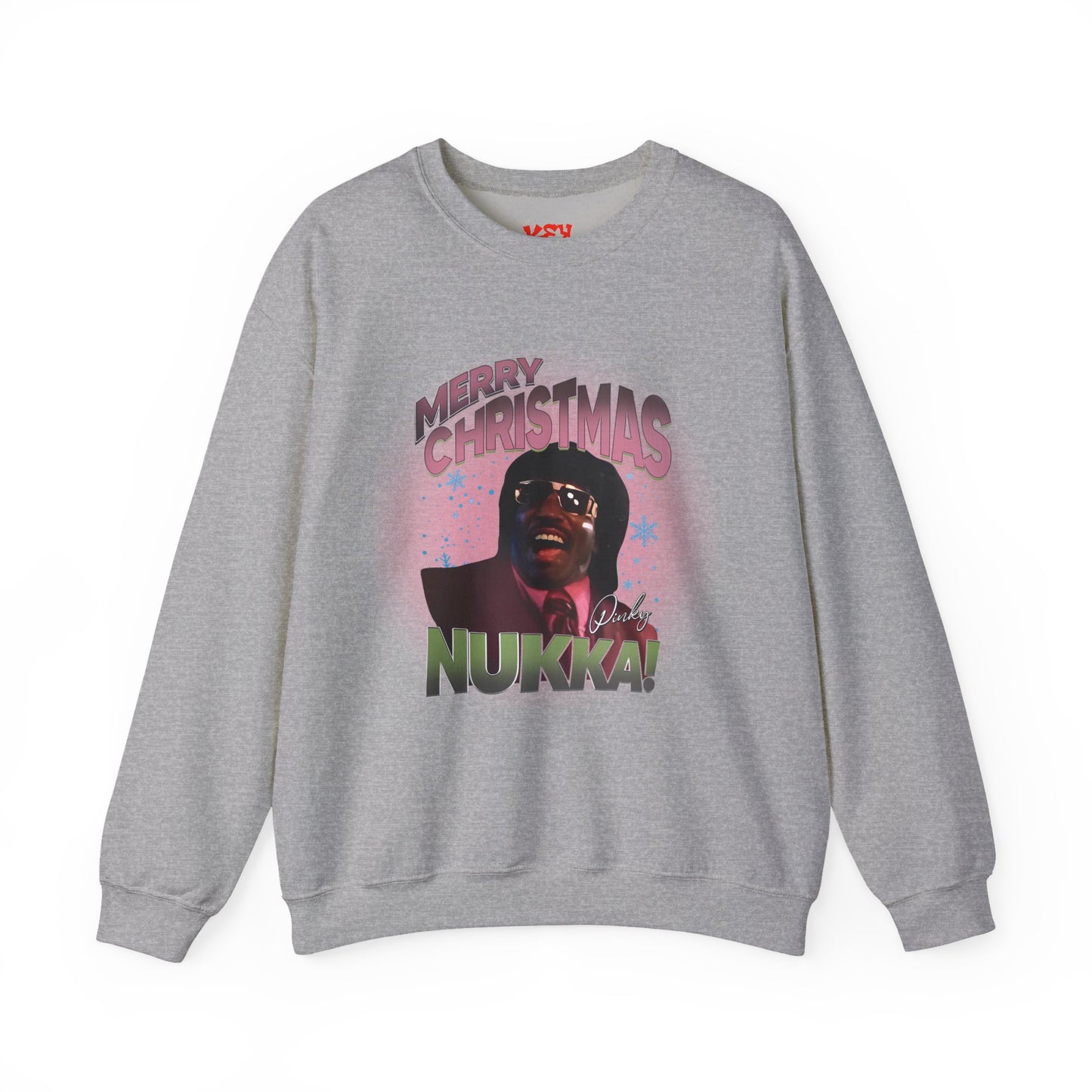 Pinky Christmas Crewneck Sweatshirt — "Merry Christmas Nukka!" Retro Holiday Graphic