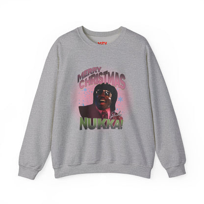 Pinky Christmas Crewneck Sweatshirt — "Merry Christmas Nukka!" Retro Holiday Graphic