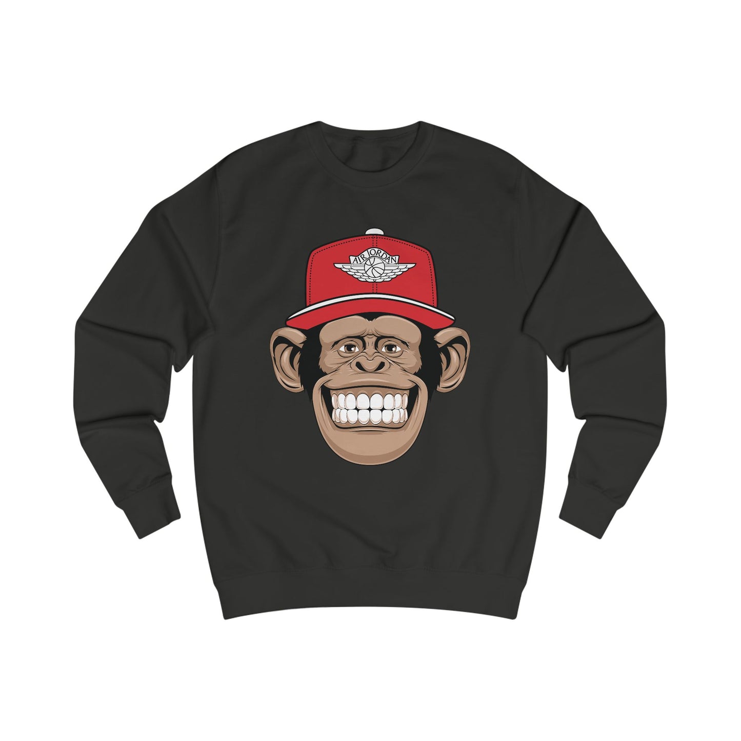 Smiling Monkey Cap Sweatshirt — Retro Chimp Face Crewneck