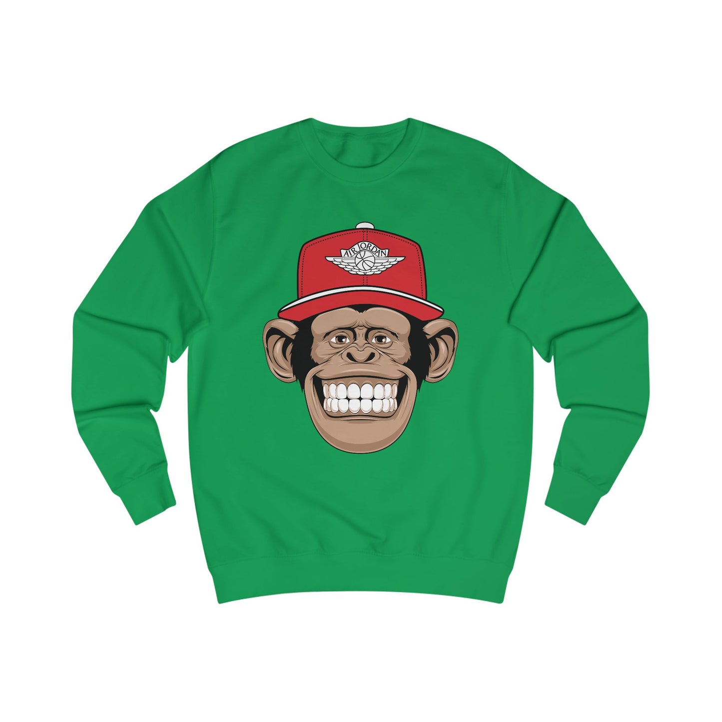 Smiling Monkey Cap Sweatshirt — Retro Chimp Face Crewneck