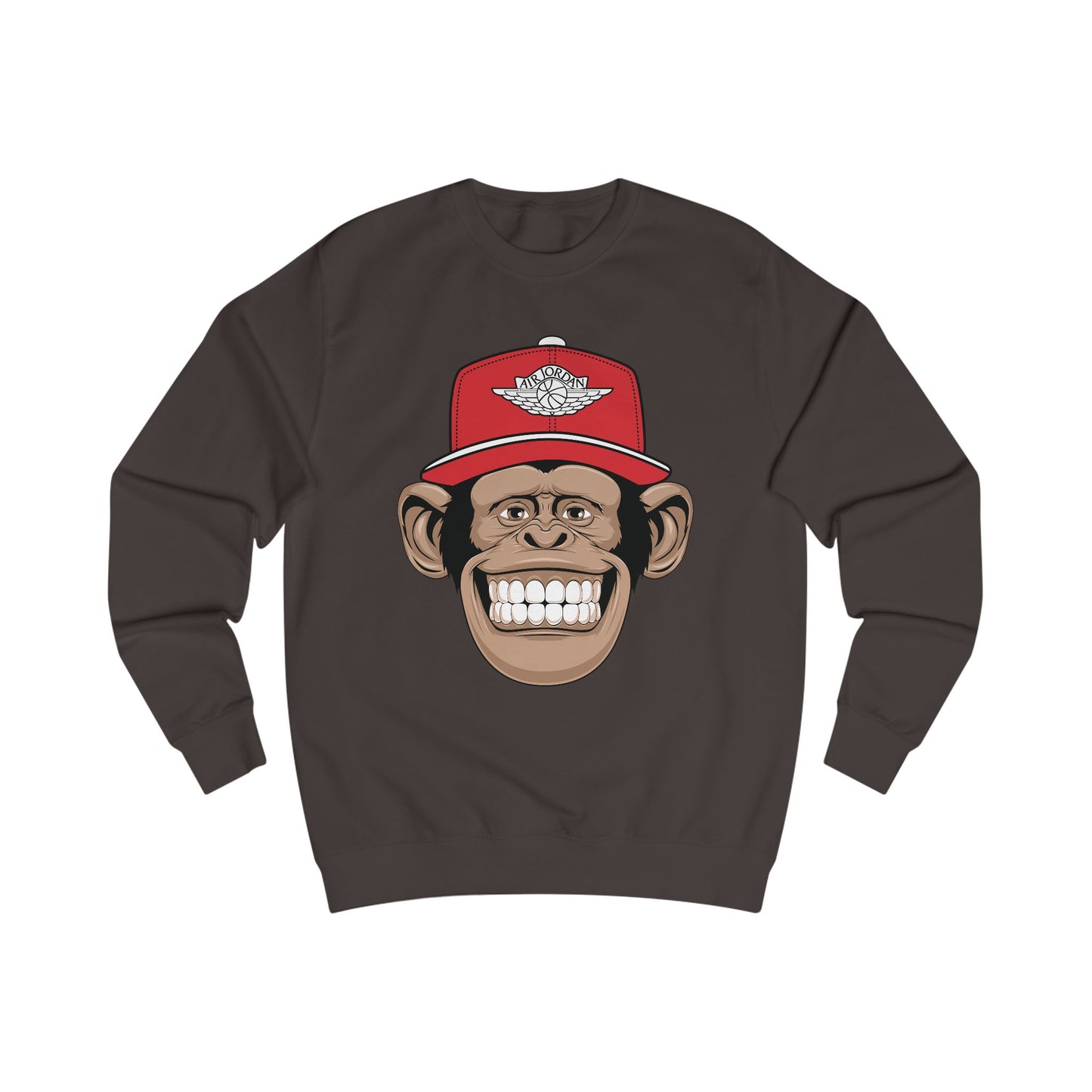 Smiling Monkey Cap Sweatshirt — Retro Chimp Face Crewneck