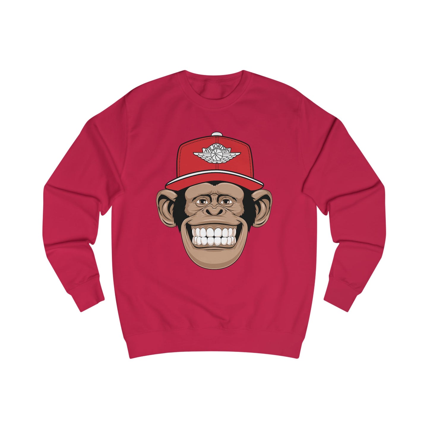 Smiling Monkey Cap Sweatshirt — Retro Chimp Face Crewneck