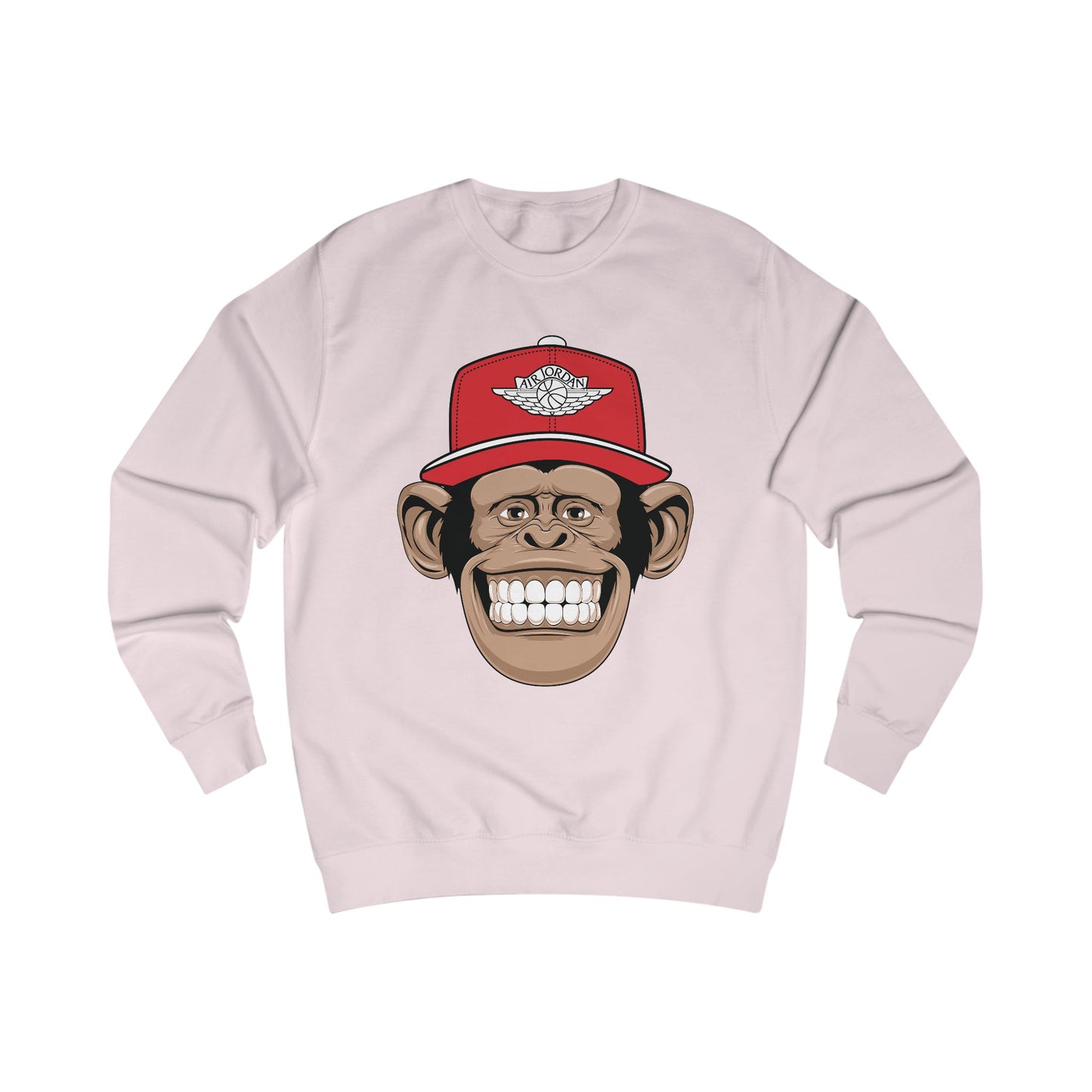 Smiling Monkey Cap Sweatshirt — Retro Chimp Face Crewneck