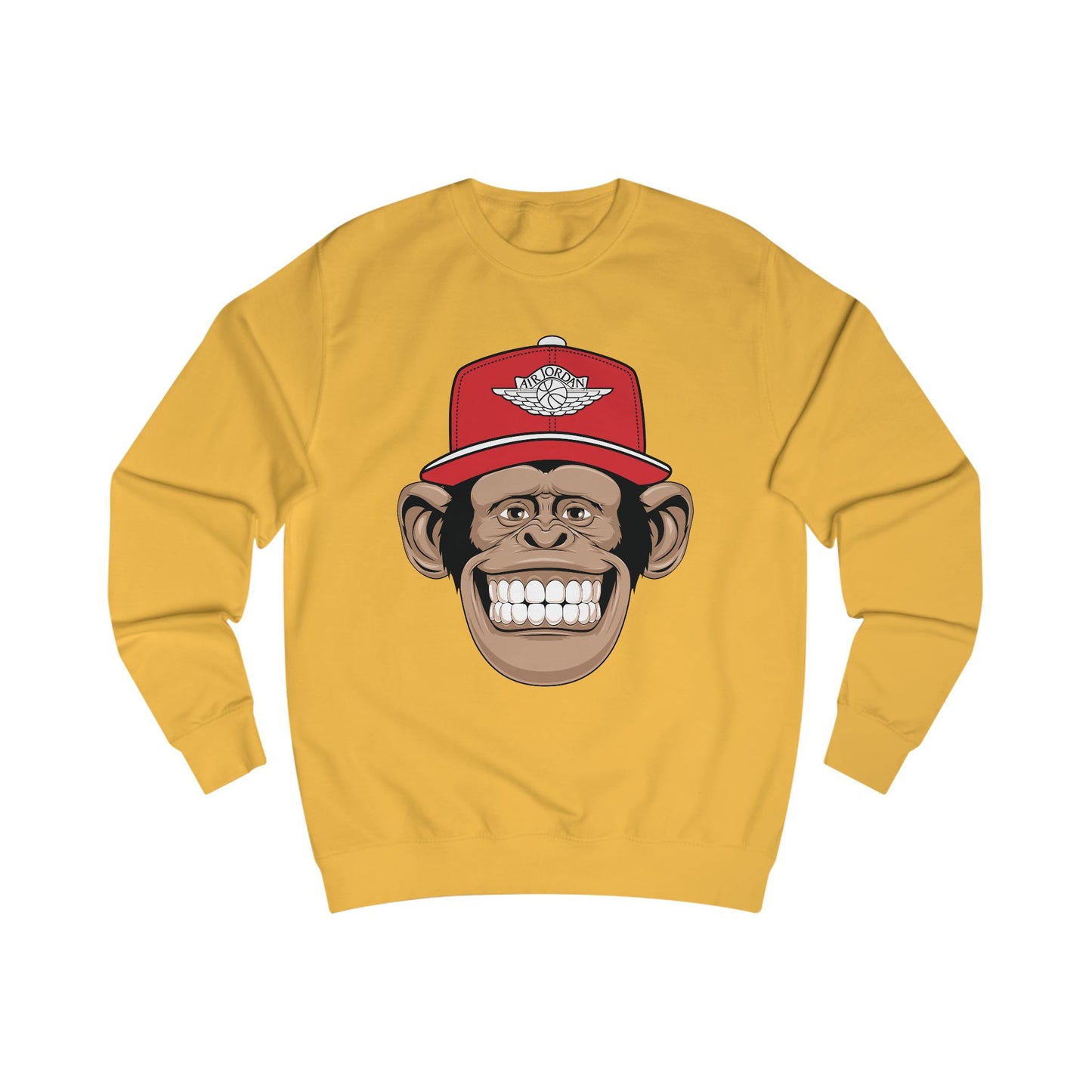 Smiling Monkey Cap Sweatshirt — Retro Chimp Face Crewneck