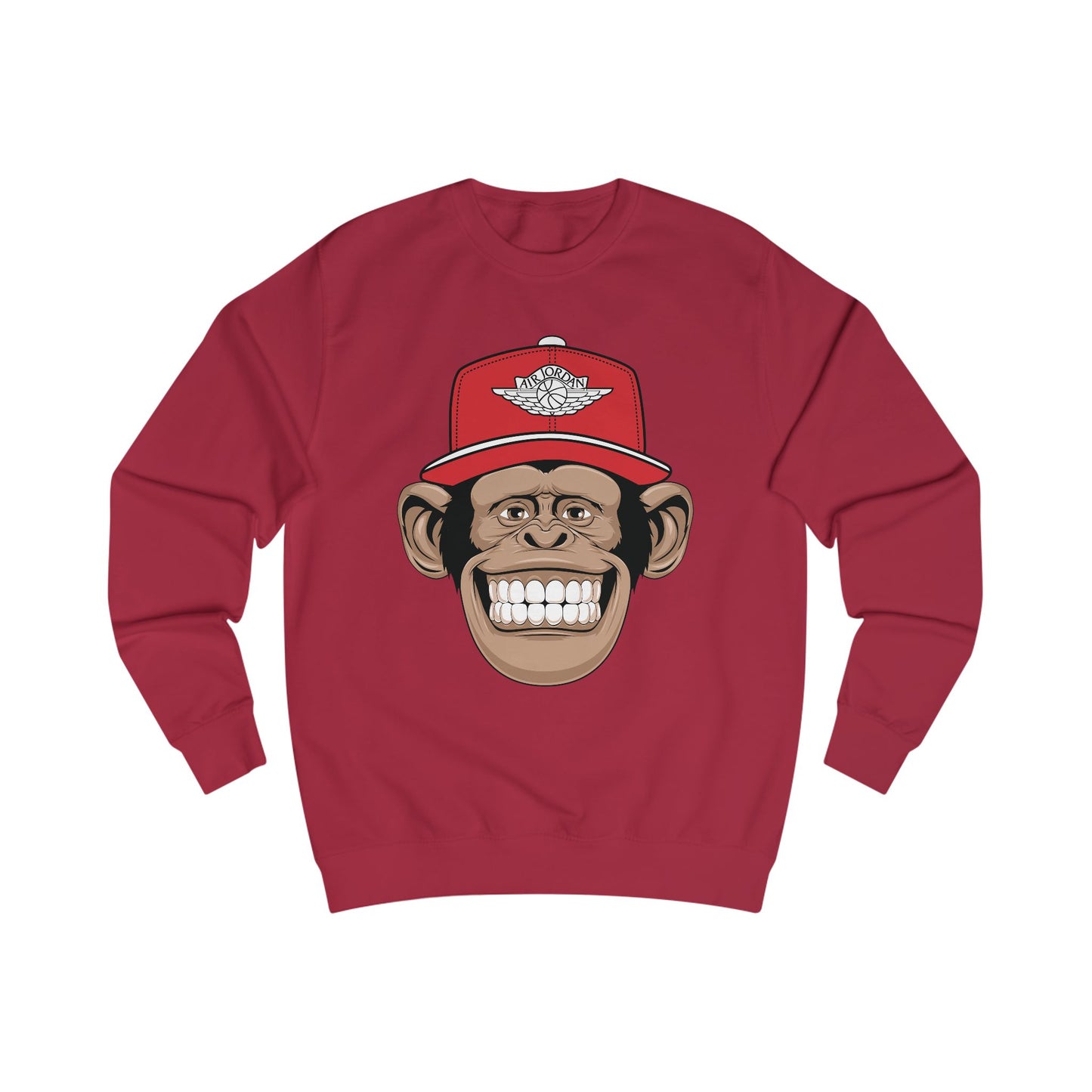 Smiling Monkey Cap Sweatshirt — Retro Chimp Face Crewneck
