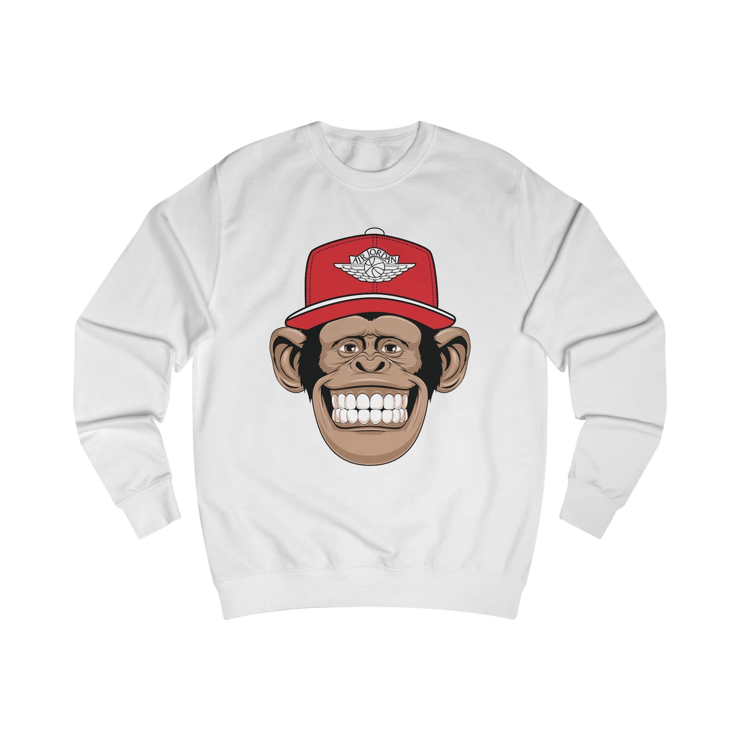 Smiling Monkey Cap Sweatshirt — Retro Chimp Face Crewneck