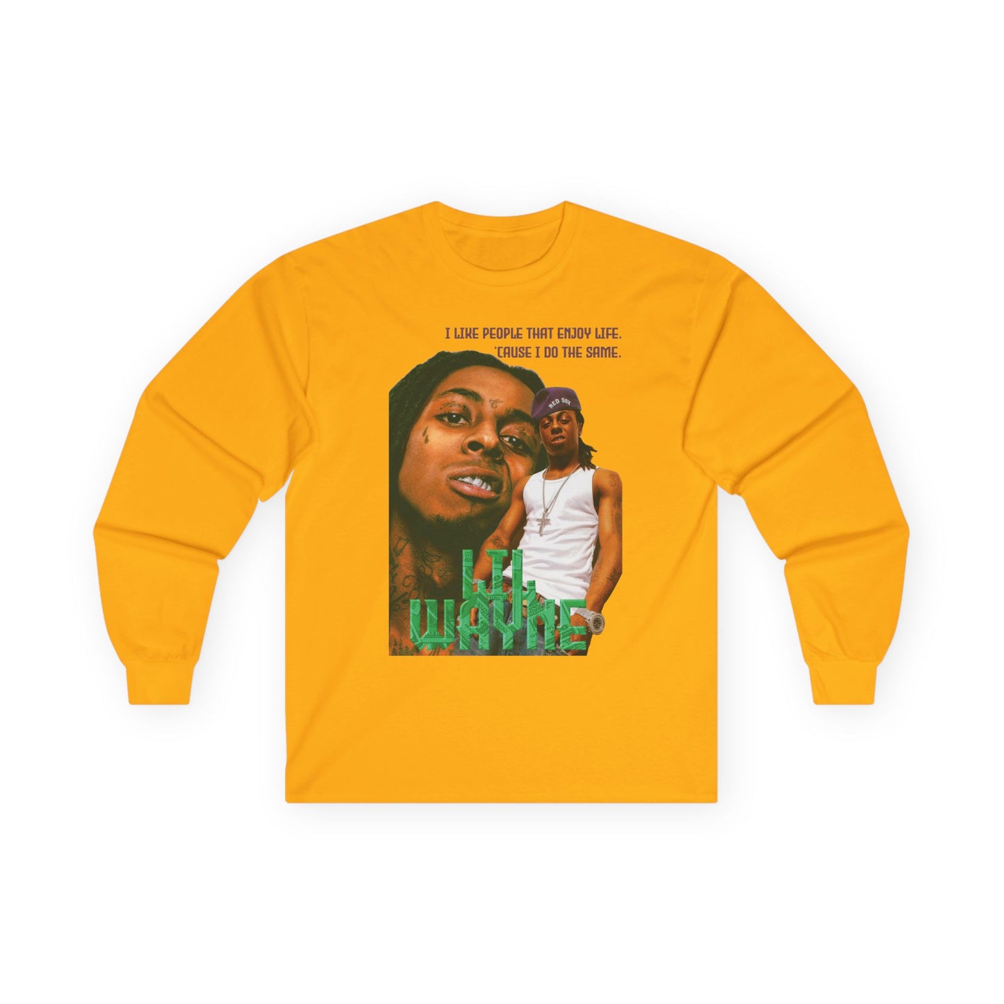 Wayne Long Sleeve Tee — Retro Photo Graphic with Quote