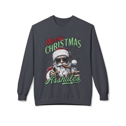 Merry Christmas A**holes Sweatshirt - Edgy Santa Holiday Crewneck