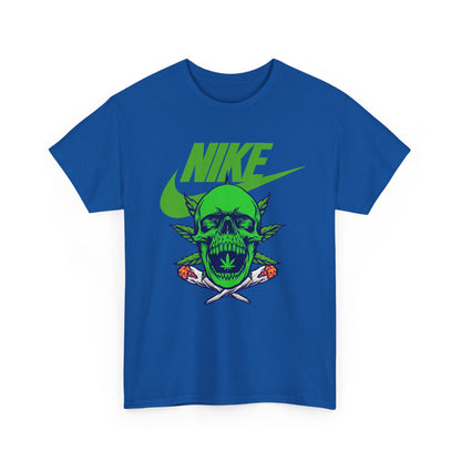 Skull Swoosh Tee — Neon Green Nike-Inspired Graphic Shirt