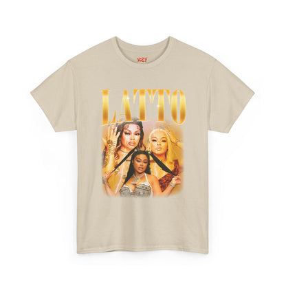 Latto Graphic Tee — 'LATTO' Gold Portrait Band T-Shirt