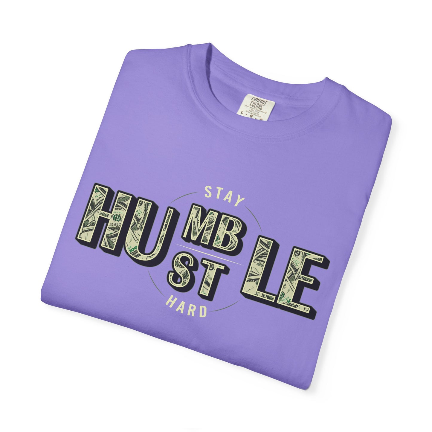 Stay Humble Hustle T-Shirt — Camo Lettering Motivational Tee