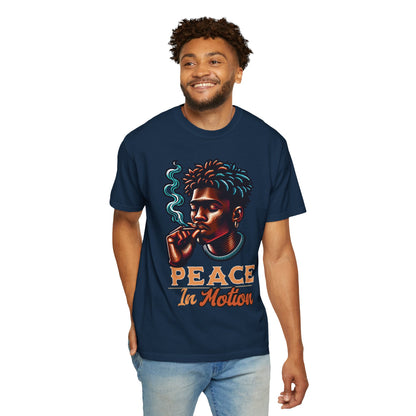 Peace In Motion T‑Shirt — Retro Smoking Portrait Graphic Tee