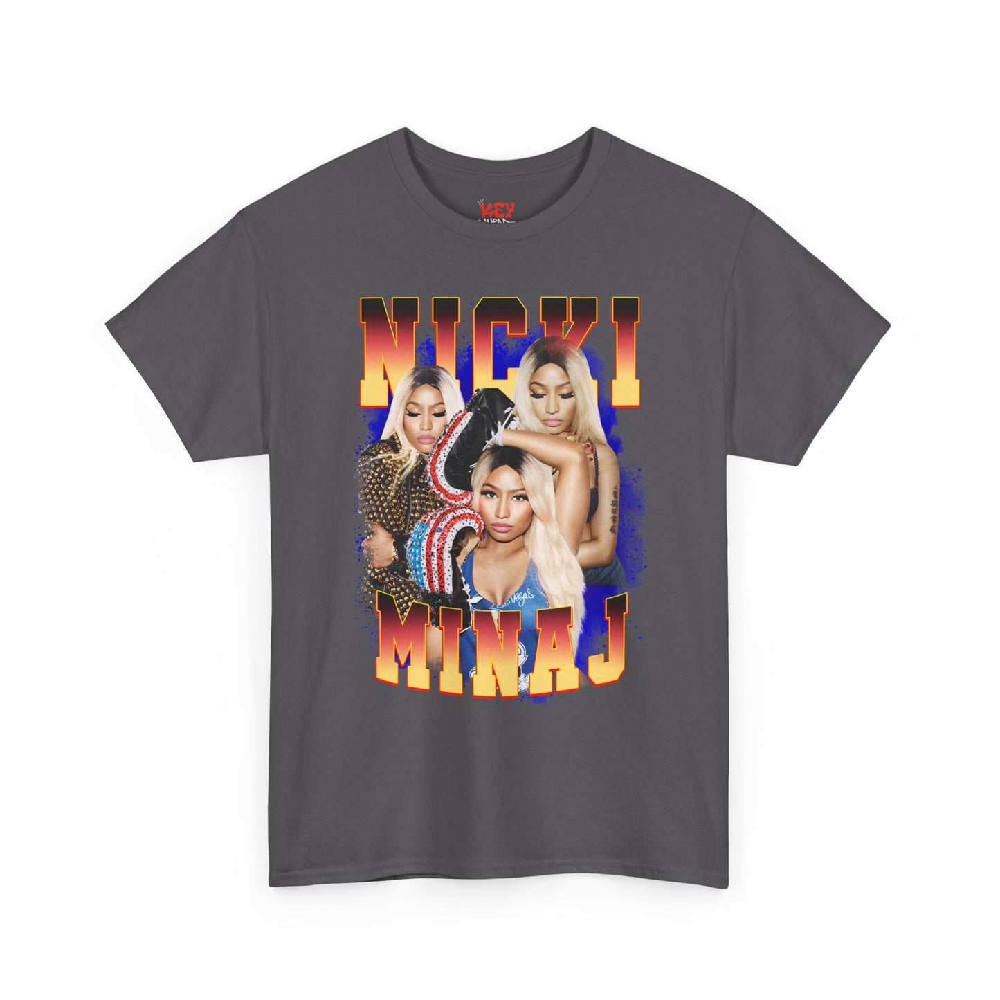 Nicki Graphic Tee — Retro Gradient Name and Portrait Collage