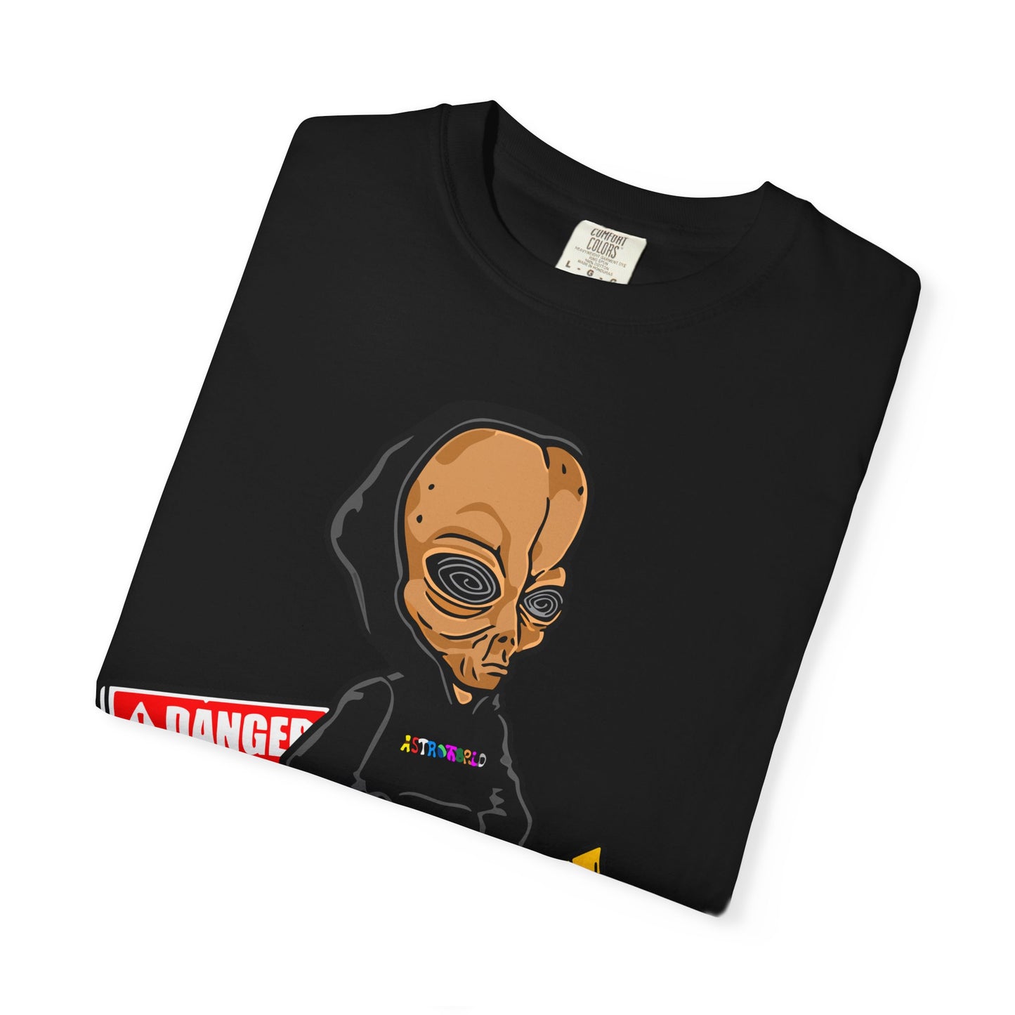 Alien Hooded T-Shirt — "No Trespassing" Desert Graphic