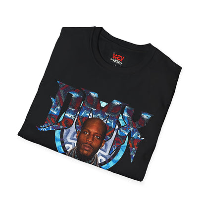 DMX Graphic Tee — Bold Portrait & Tribal Shield Design
