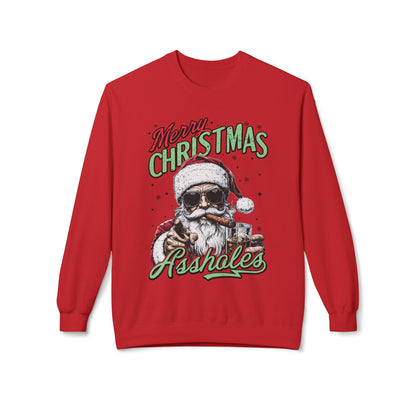 Merry Christmas A**holes Sweatshirt - Edgy Santa Holiday Crewneck