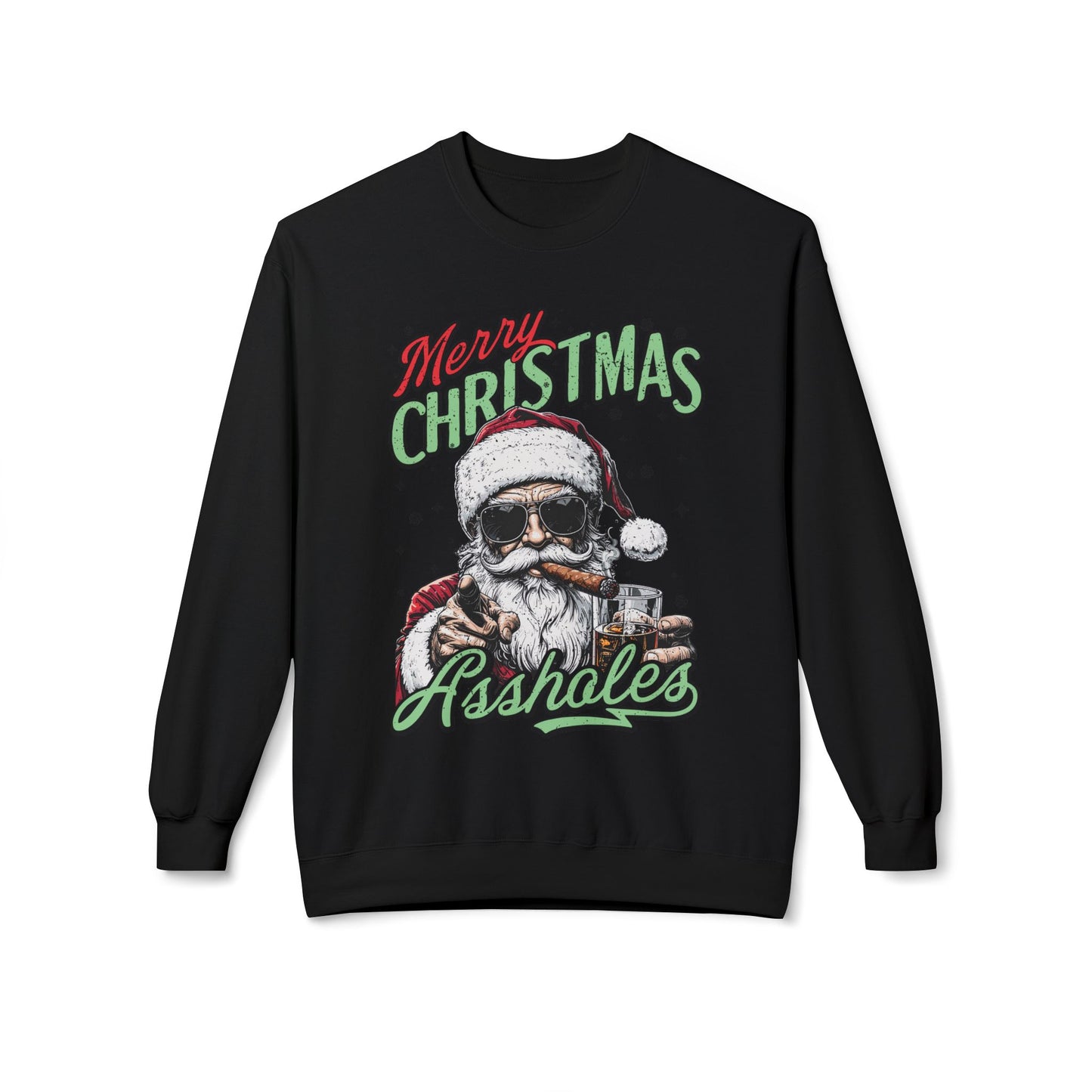 Merry Christmas A**holes Sweatshirt - Edgy Santa Holiday Crewneck