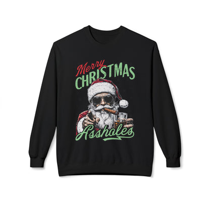 Merry Christmas A**holes Sweatshirt - Edgy Santa Holiday Crewneck
