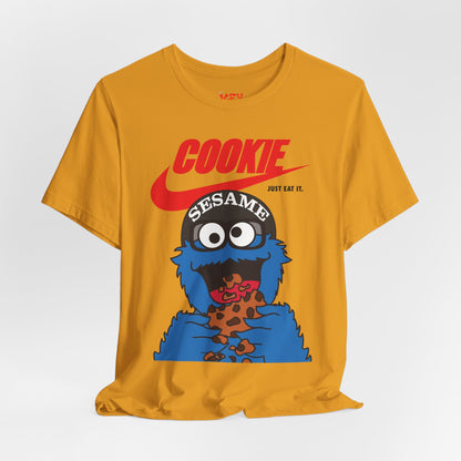 Cookie Monster Graphic Tee — "Cookie" Logo & Bite-Ready Sesame Design