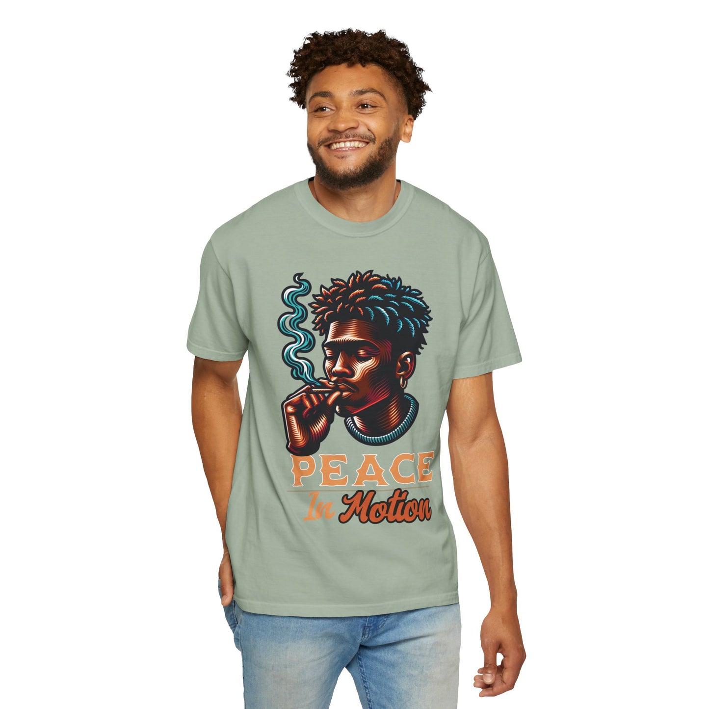 Peace In Motion T‑Shirt — Retro Smoking Portrait Graphic Tee