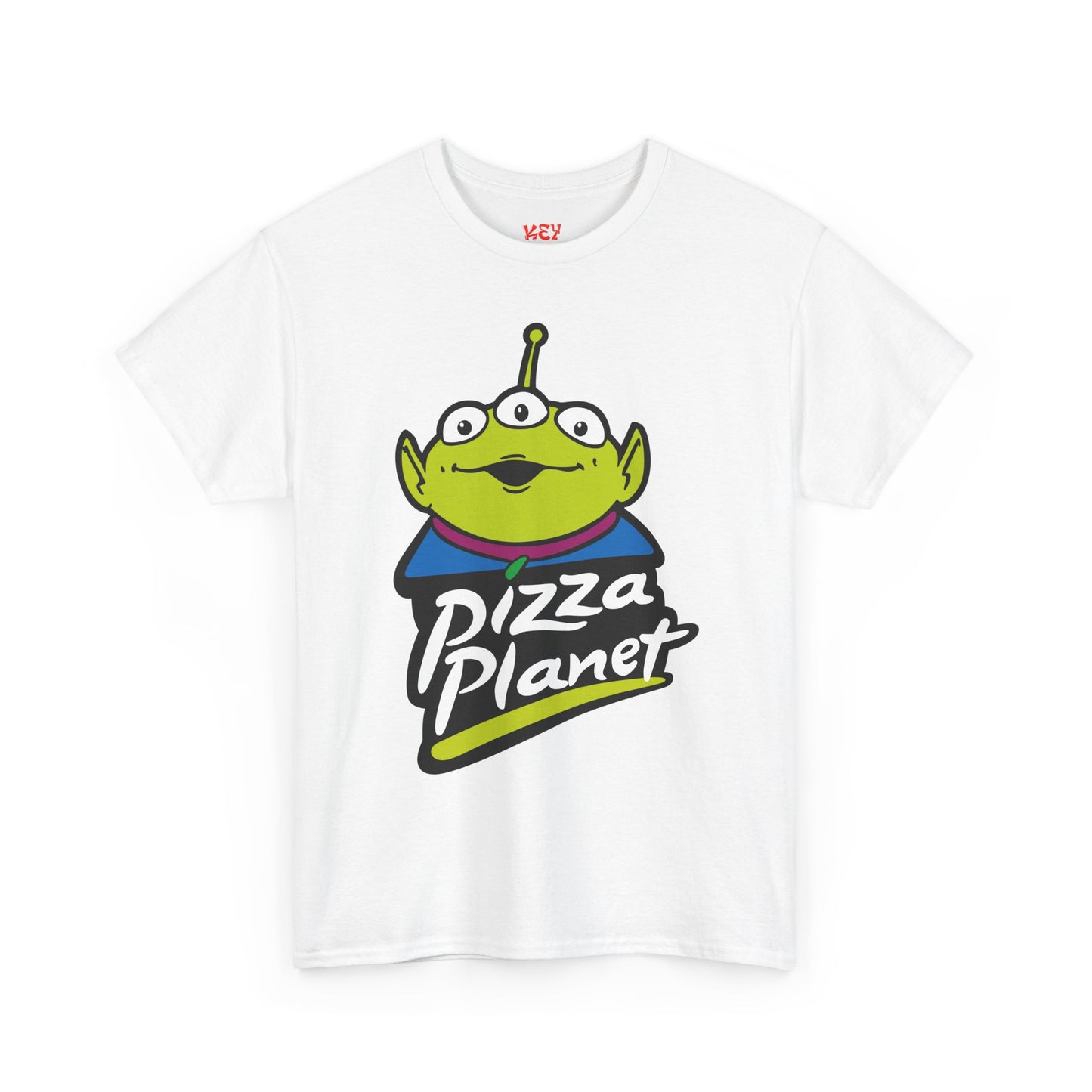 Pizza Planet Alien Graphic Tee — Retro Cartoon Pizza Logo T-Shirt