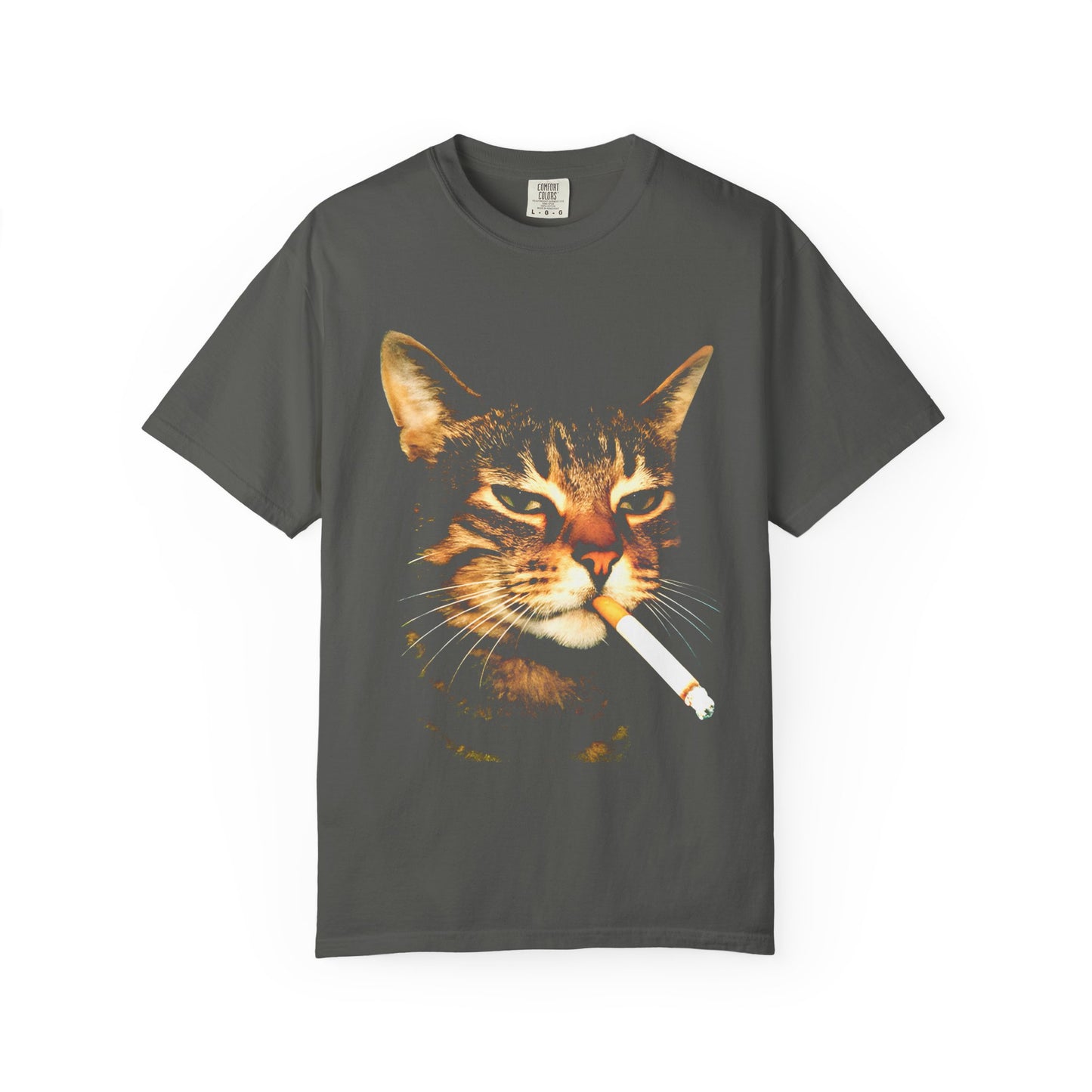 Smoking Cat T-Shirt — Retro Grunge Cat Portrait Tee