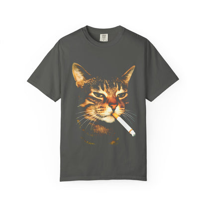 Smoking Cat T-Shirt — Retro Grunge Cat Portrait Tee