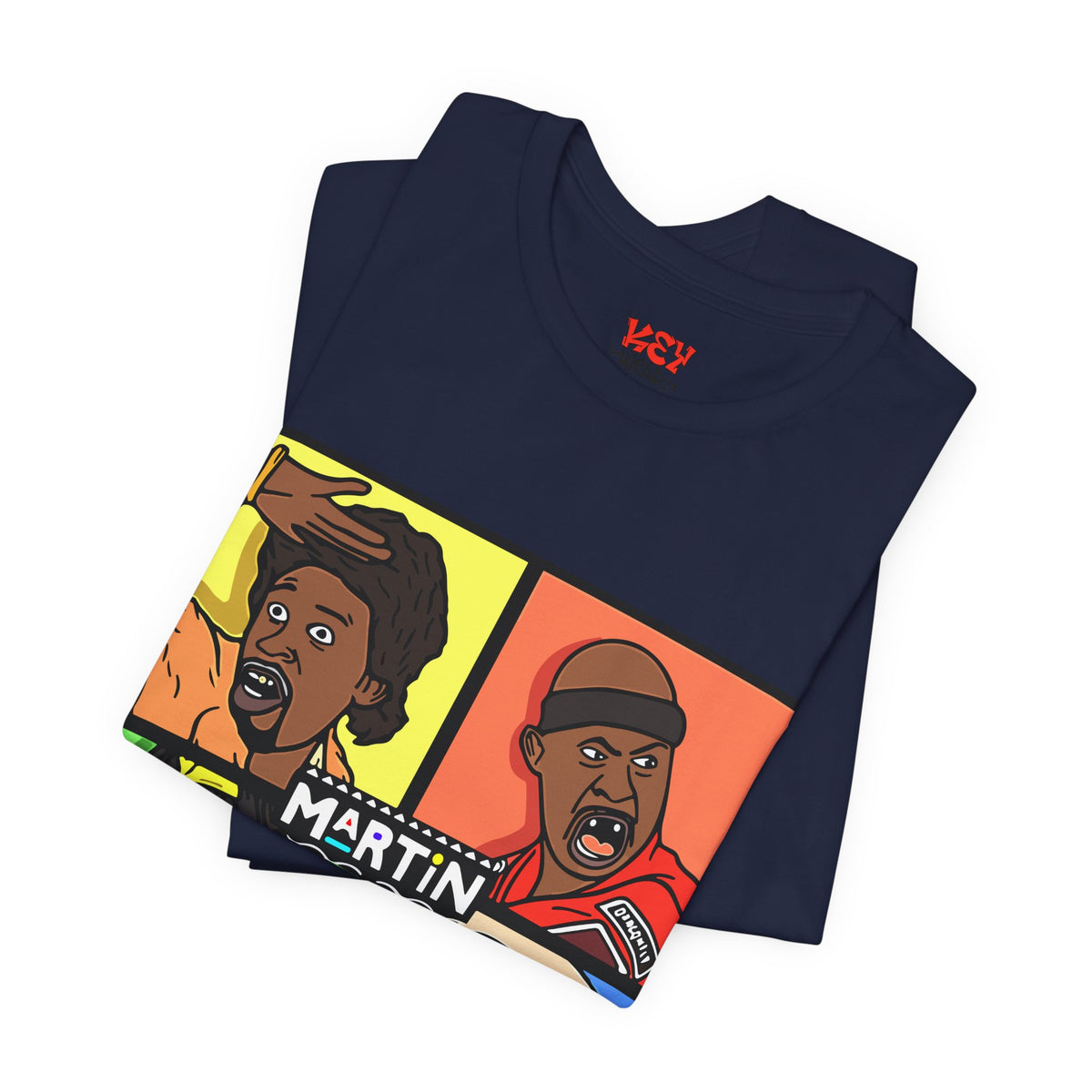 Retro TV Cast Graphic Tee — "Martin" Pop Art Squares
