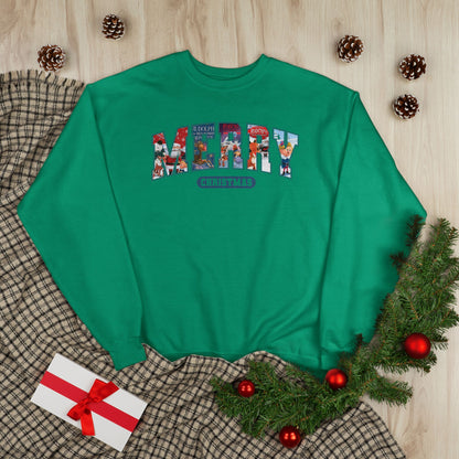 Merry Christmas Crewneck Sweatshirt — Festive Holiday Graphic Pullover