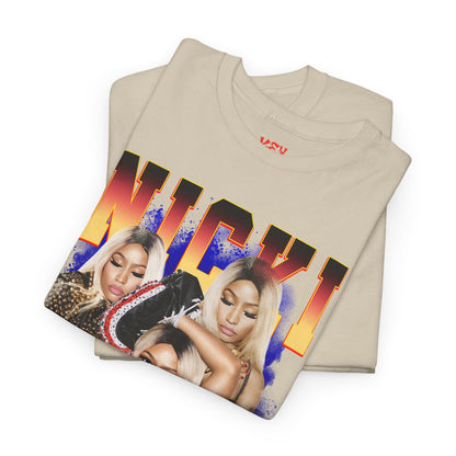 Nicki Graphic Tee — Retro Gradient Name and Portrait Collage