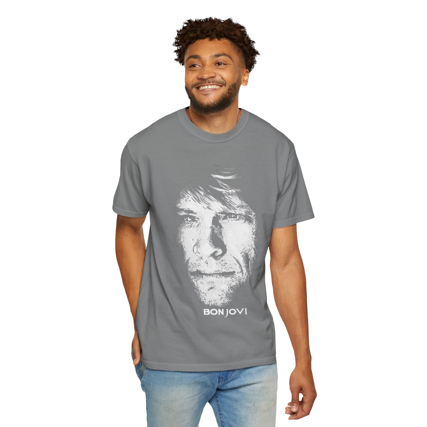 Vintage Rock Portrait T-Shirt — Bon Jovi Graphic Tee
