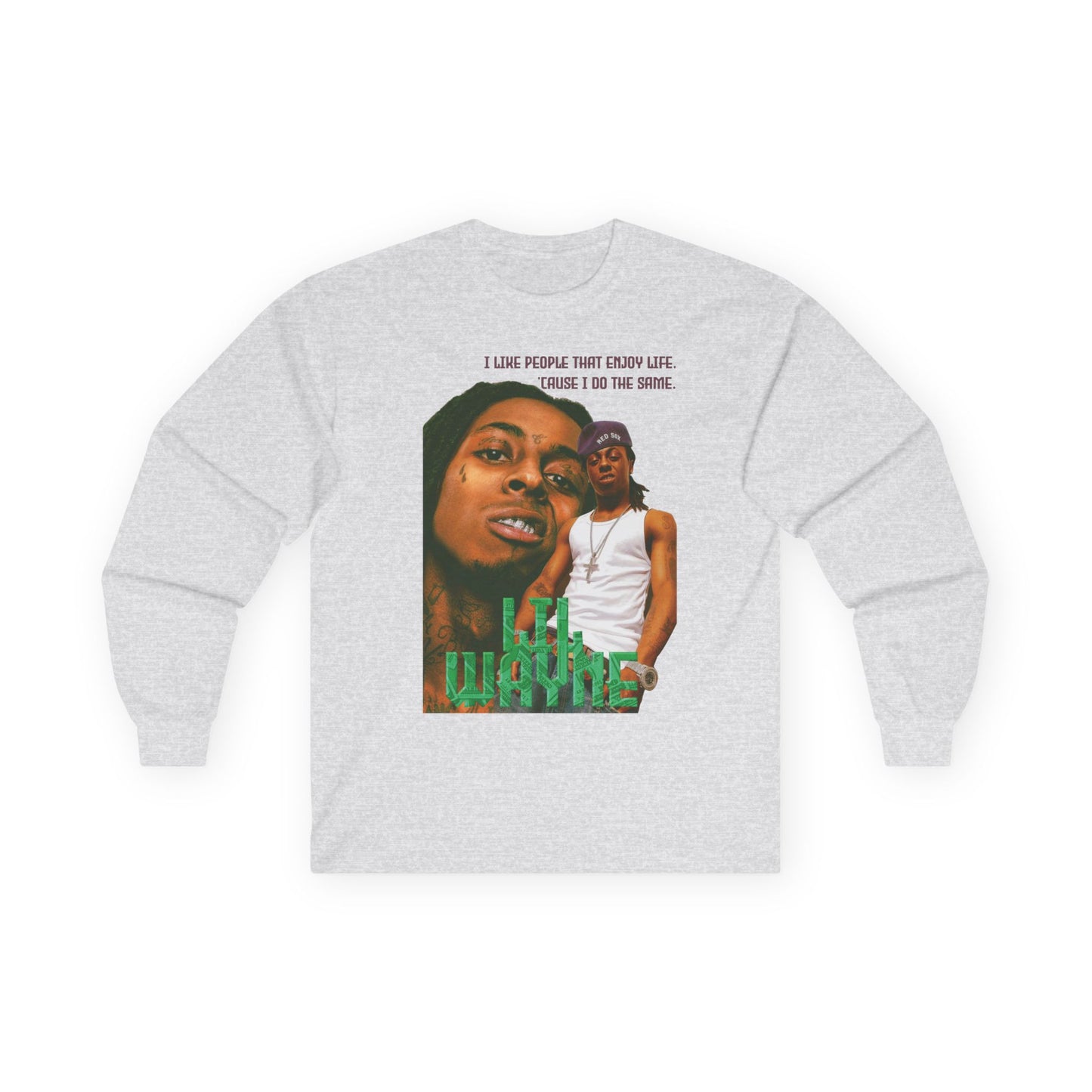 Wayne Long Sleeve Tee — Retro Photo Graphic with Quote