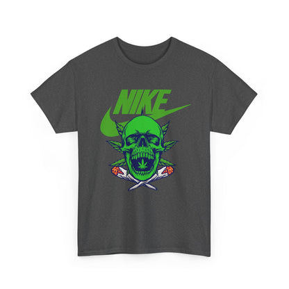 Skull Swoosh Tee — Neon Green Nike-Inspired Graphic Shirt