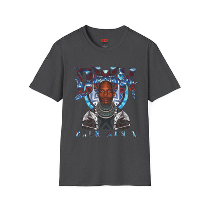 DMX Graphic Tee — Bold Portrait & Tribal Shield Design