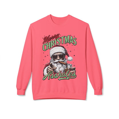 Merry Christmas A**holes Sweatshirt - Edgy Santa Holiday Crewneck