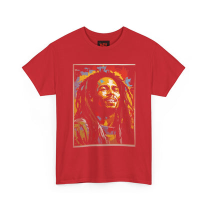 Reggae Portrait Tee — Vibrant Colorblock Music T-Shirt
