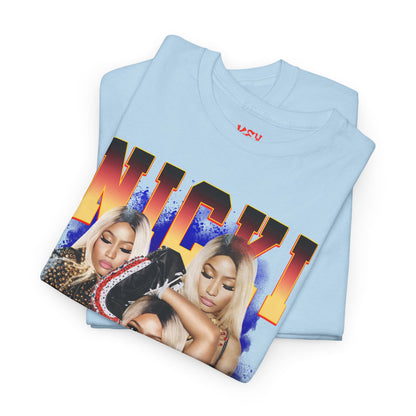 Nicki Graphic Tee — Retro Gradient Name and Portrait Collage