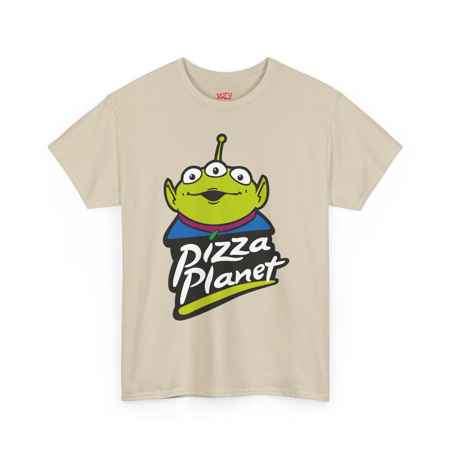 Pizza Planet Alien Graphic Tee — Retro Cartoon Pizza Logo T-Shirt